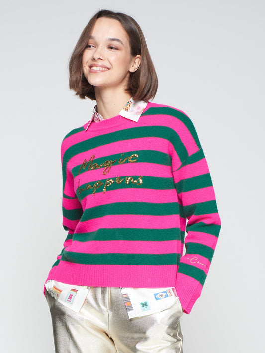 Vilagallo Fabiola sweater with sequins - Pink/Green