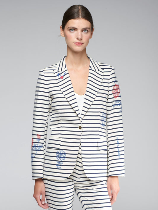 Vilagallo Heather Jacket Emb Punto Raya Marinera