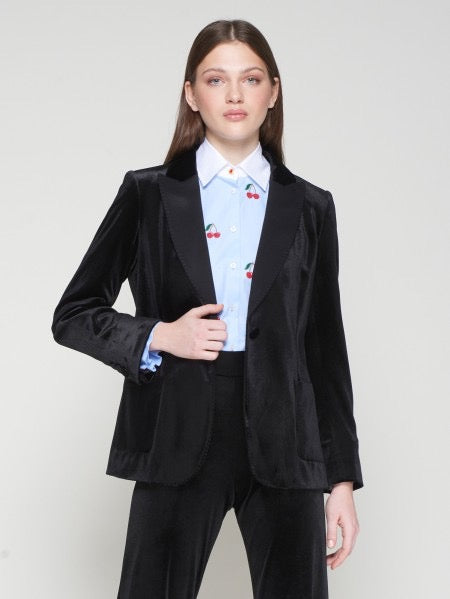 Vilagallo Black Velvet Blazer