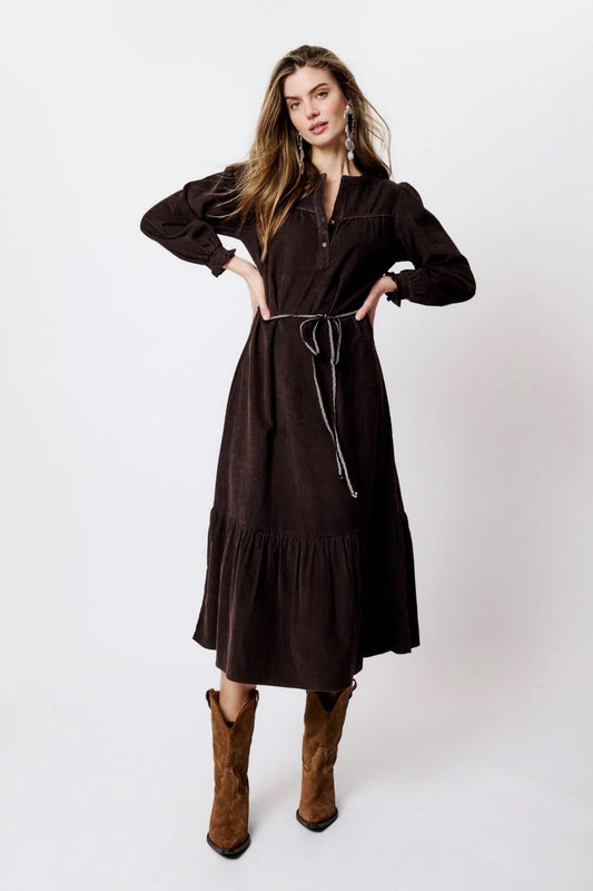 Moliin Tess cord Dress - Black Coffee
