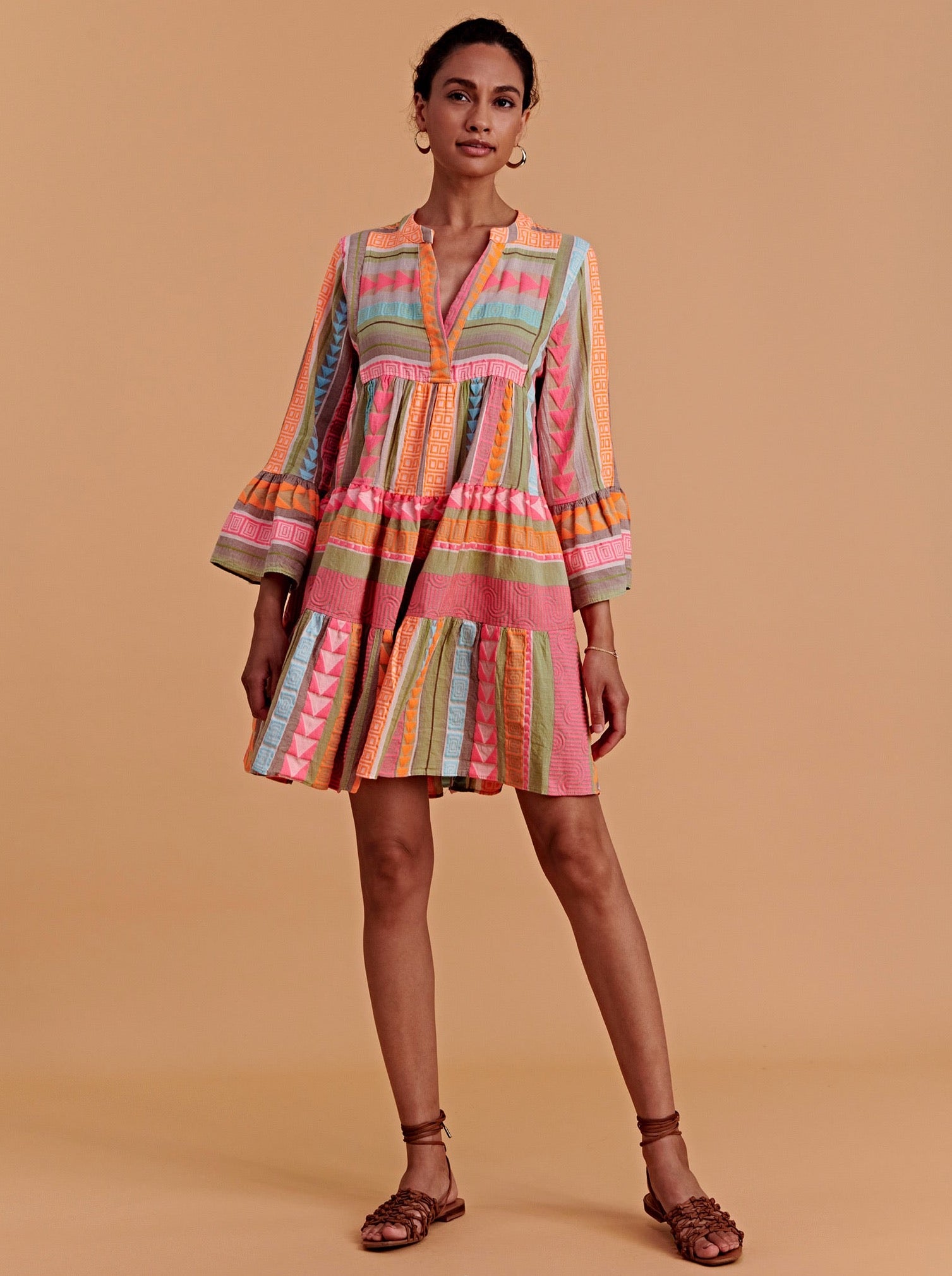 Devotion Twins Ella Midi Dress Pink Orange