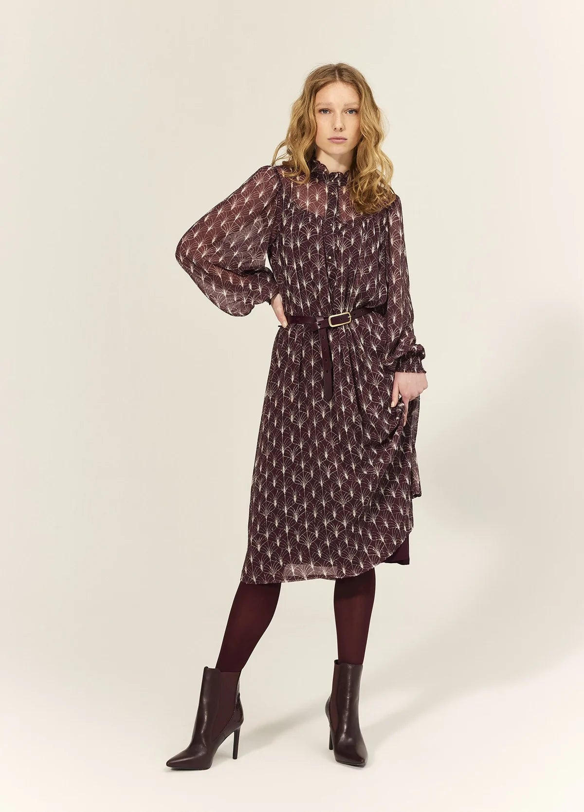 Summum Midi Dress with leaf print
