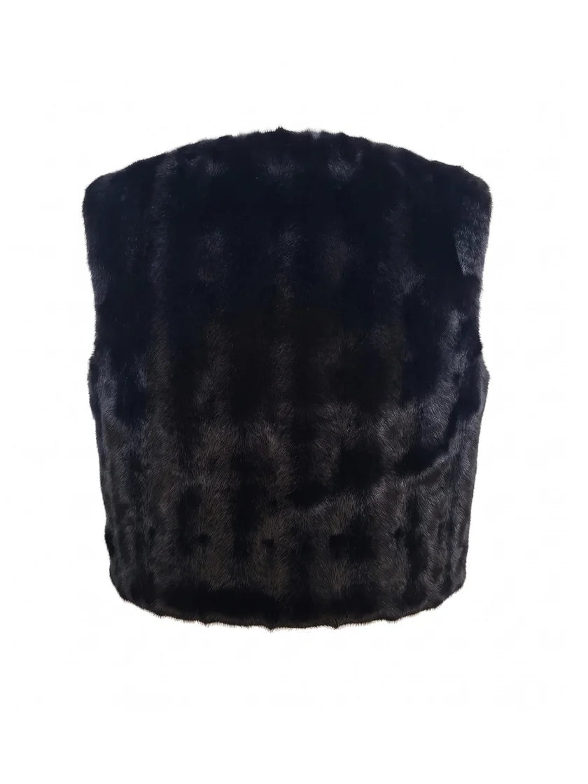 Nooki Edelweiss Faux Fur Gilet-Black