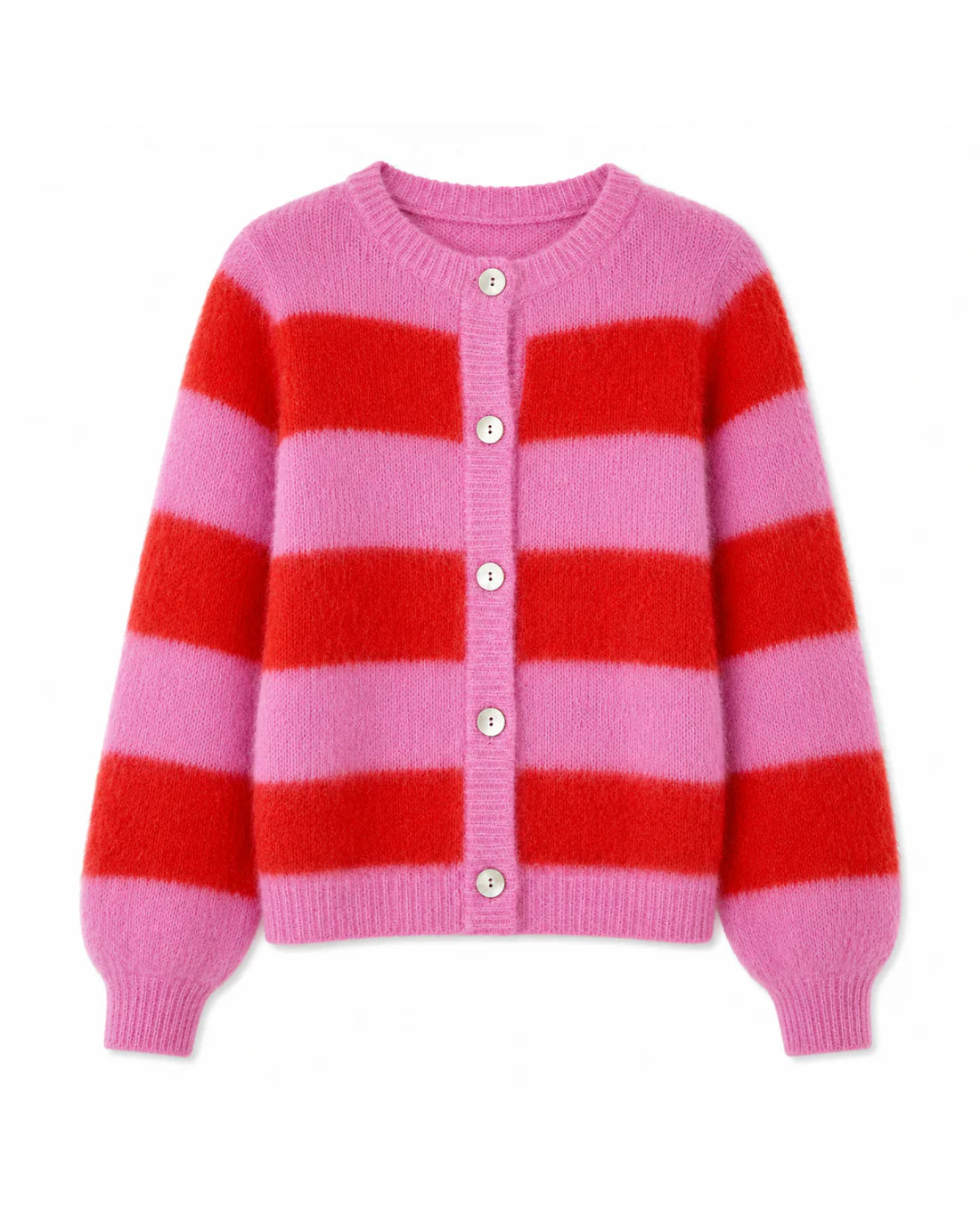 TWNS Timea Striped Cardigan-Bubblegum Fire