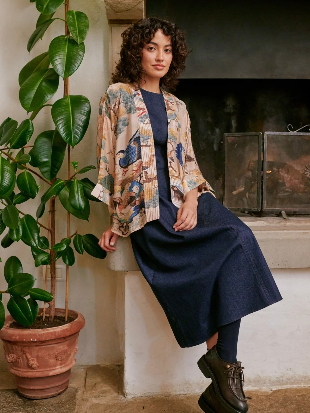 One Hundred Stars Hummingbird Nude Kimono