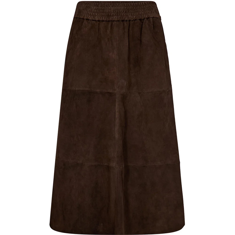 Depeche Evelyn Suede Skirt-Dusty Brown