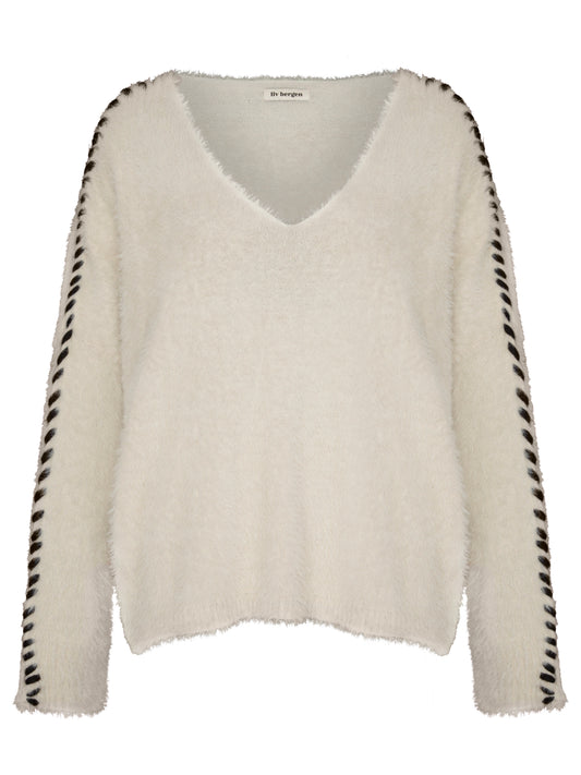 Liv Bergen Toulon Handstitched Sweater-Cream