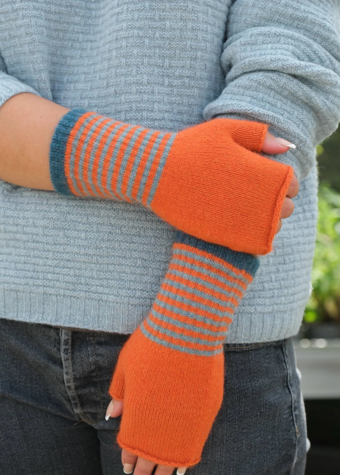 Quinton +Chadwick Angora Fingerless Mittens -Jaffa & Teal