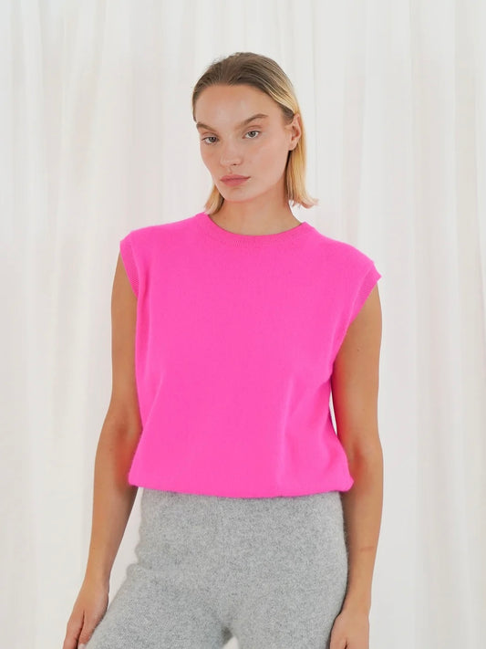 TWNS Durango Sleeveless Round Neck Jumper-Neon Pink