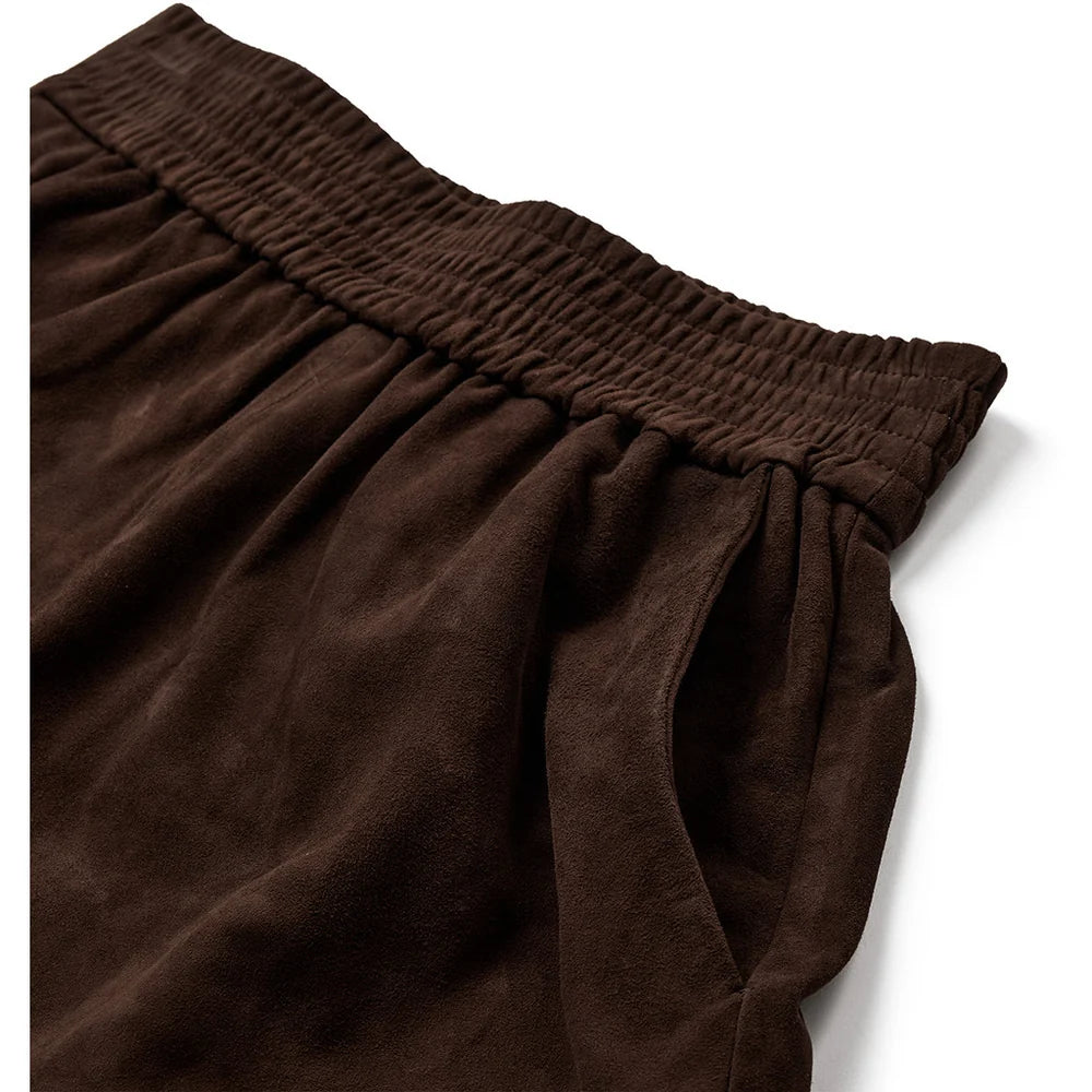 Depeche Evelyn Suede Skirt-Dusty Brown