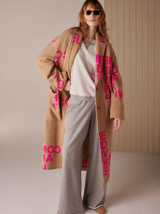 Liv Bergen Iceland  Coat Camel & Pink
