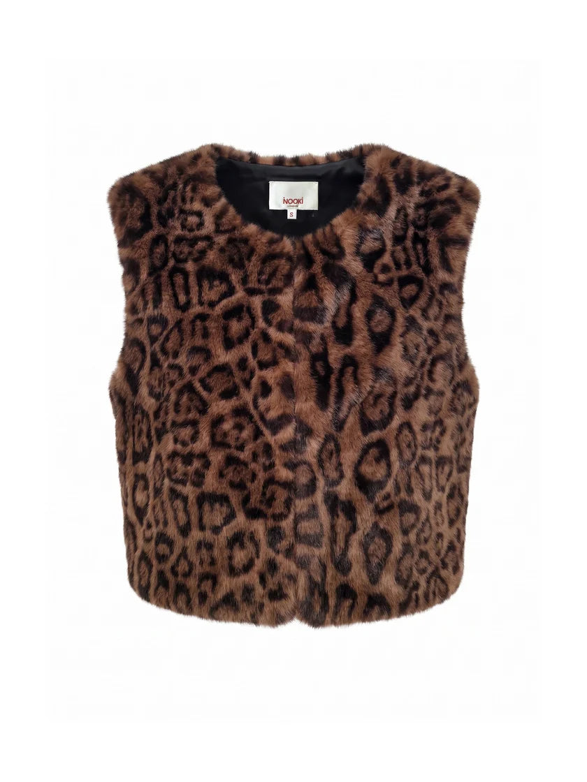 Nooki Edelweiss Faux Fur Gilet- Chocolate Leopard