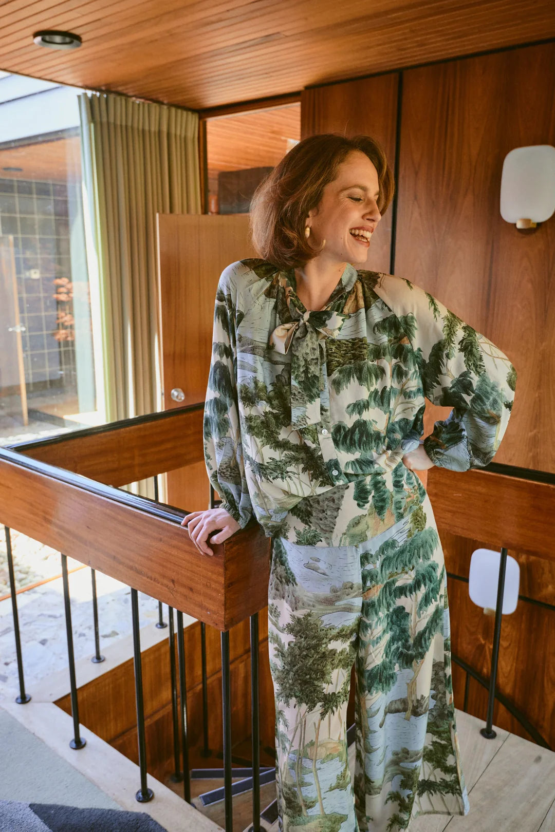 One Hundred Stars Rivers and Trees Pussy Bow Blouse