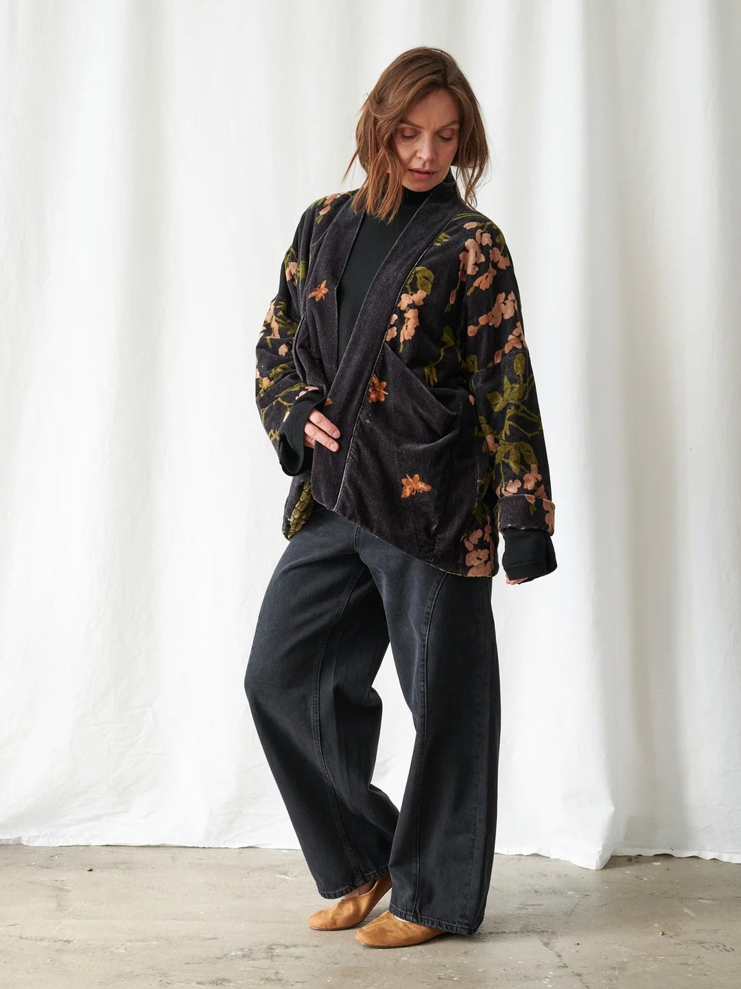 One Hundred Stars Wisteria Black Velvet Jacket