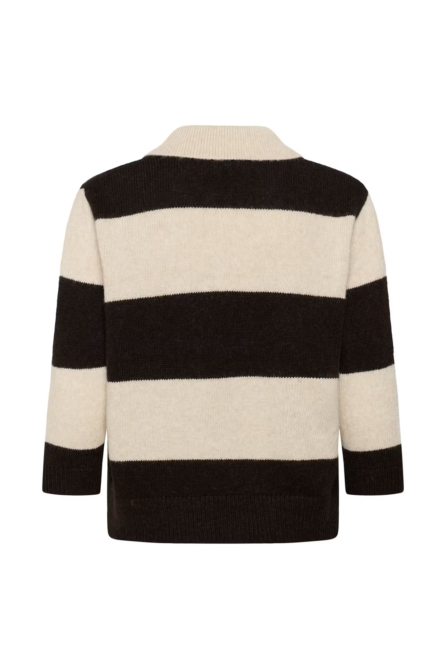 Part Two Charlott Stripe Jumper with Collar- Chocolate & Oatmeal