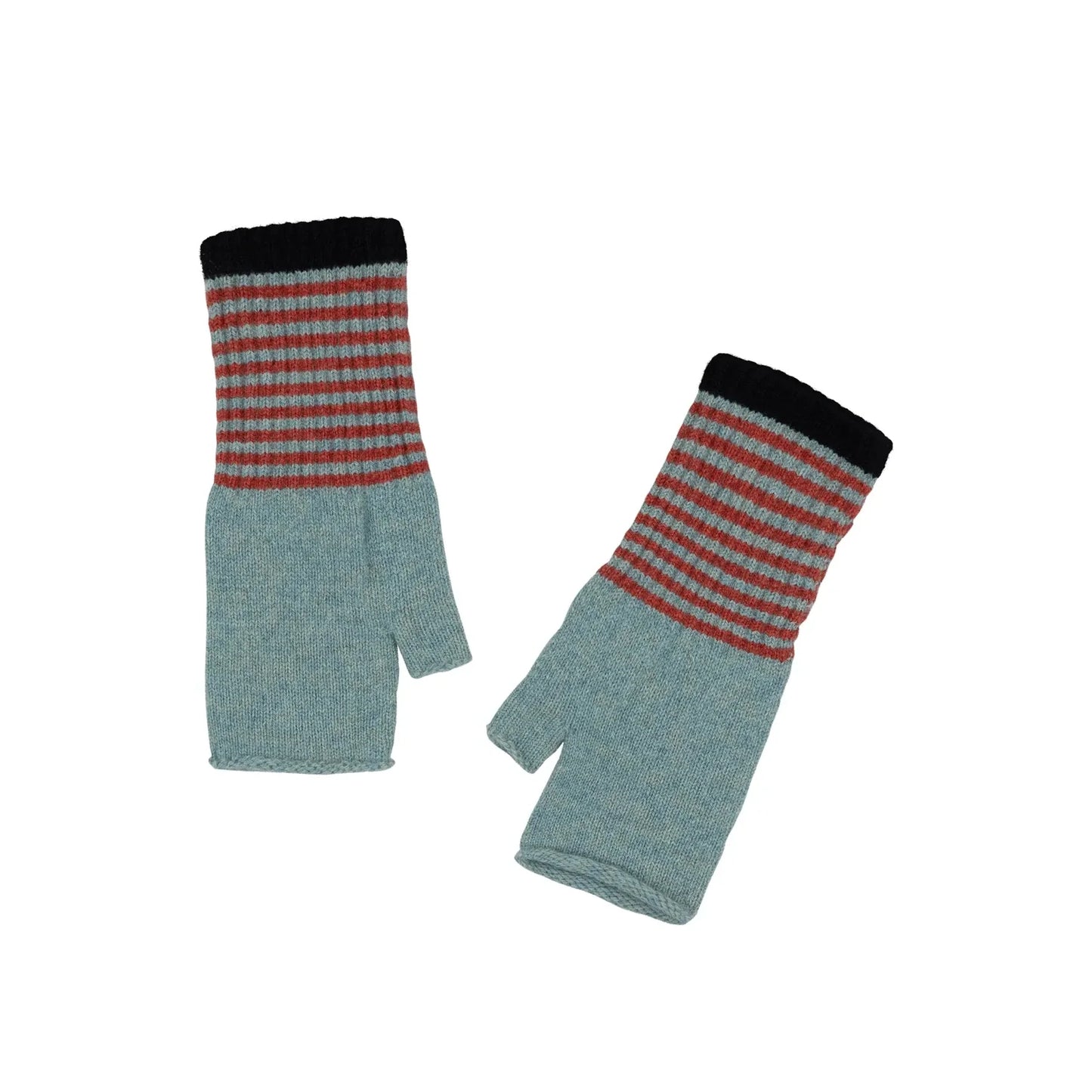 Quinton +Chadwick Angora Fingerless Mittens -Mint & Rust
