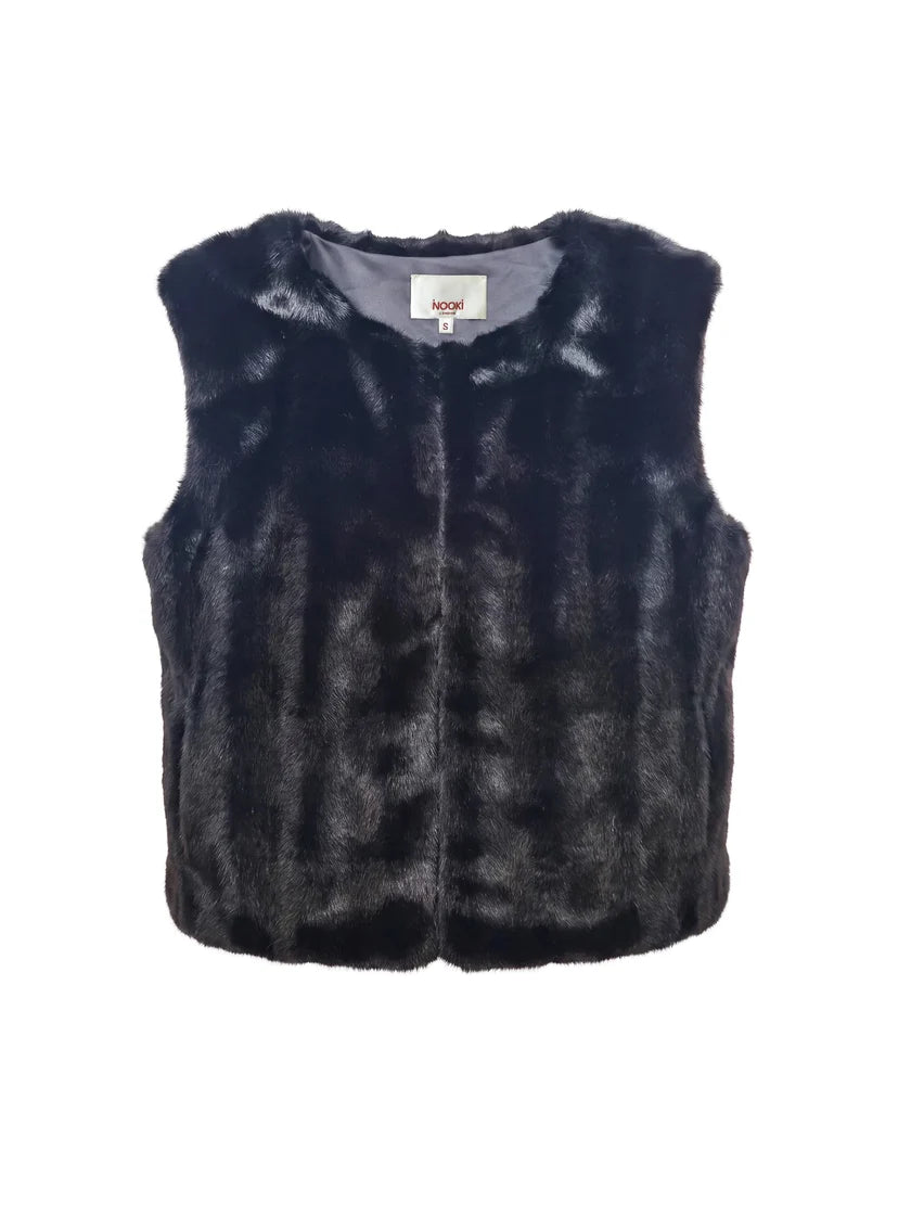 Nooki Edelweiss Faux Fur Gilet-Black