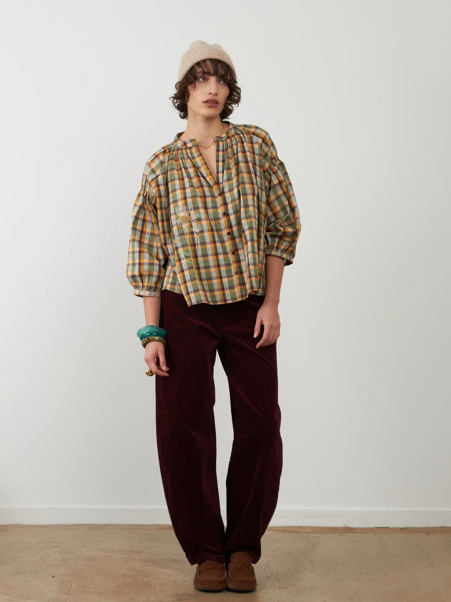 Orfeo Daniele Blouse Green Chocolate Check
