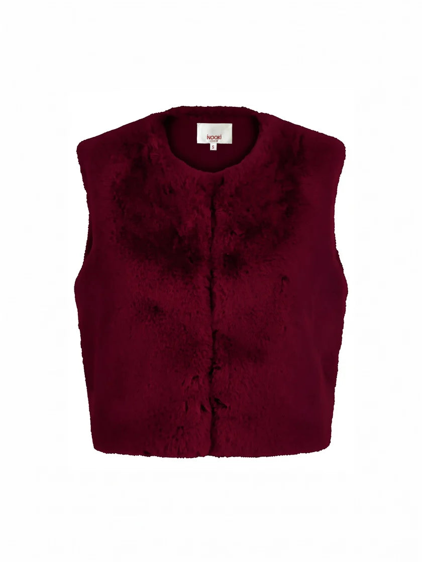 Nooki Edelweiss Faux Fur Gilet-Plum
