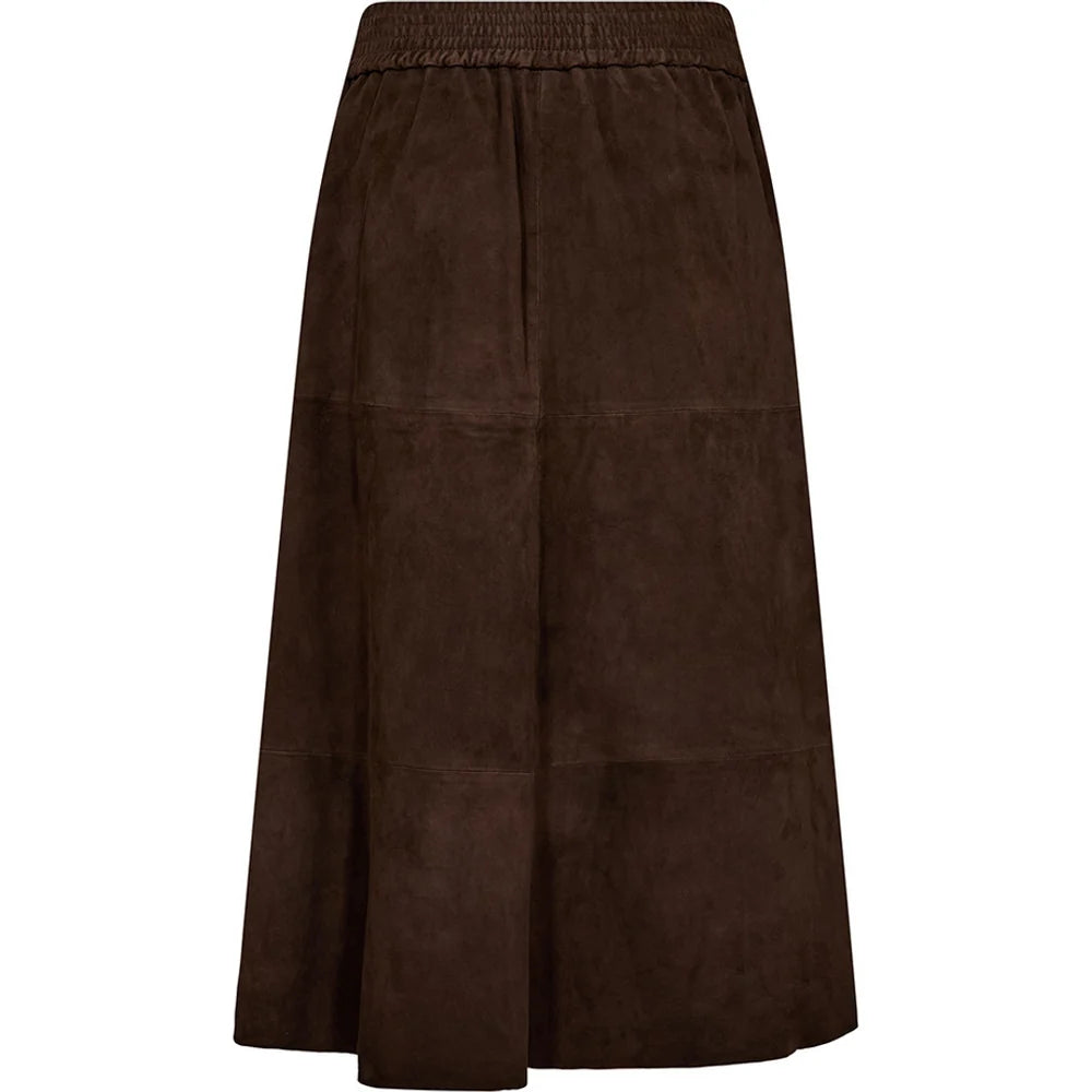 Depeche Evelyn Suede Skirt-Dusty Brown