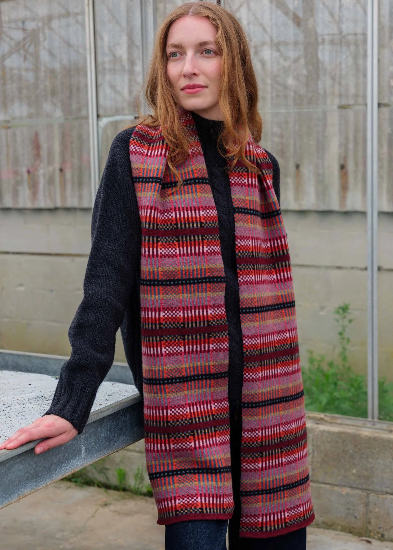 Quinton +Chadwick Modern Tartan Scarf -Forest