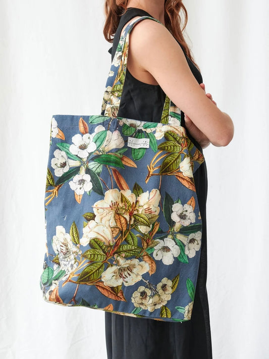 One Hundred Stars Rhodoleia Blue Canvas Bag