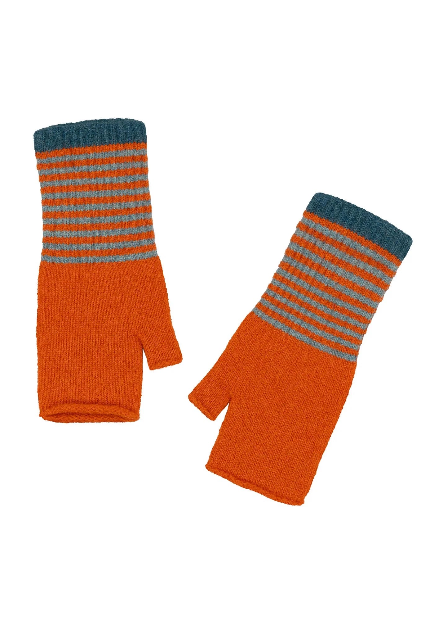 Quinton +Chadwick Angora Fingerless Mittens -Jaffa & Teal