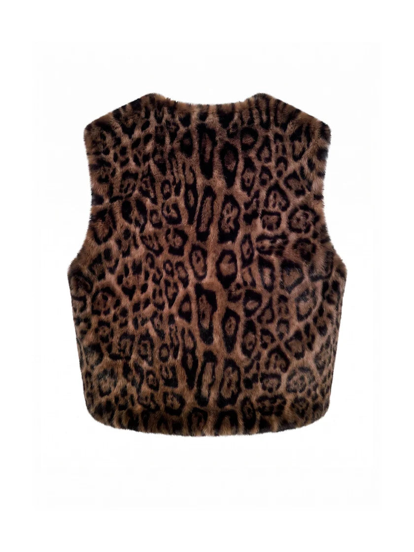 Nooki Edelweiss Faux Fur Gilet- Chocolate Leopard