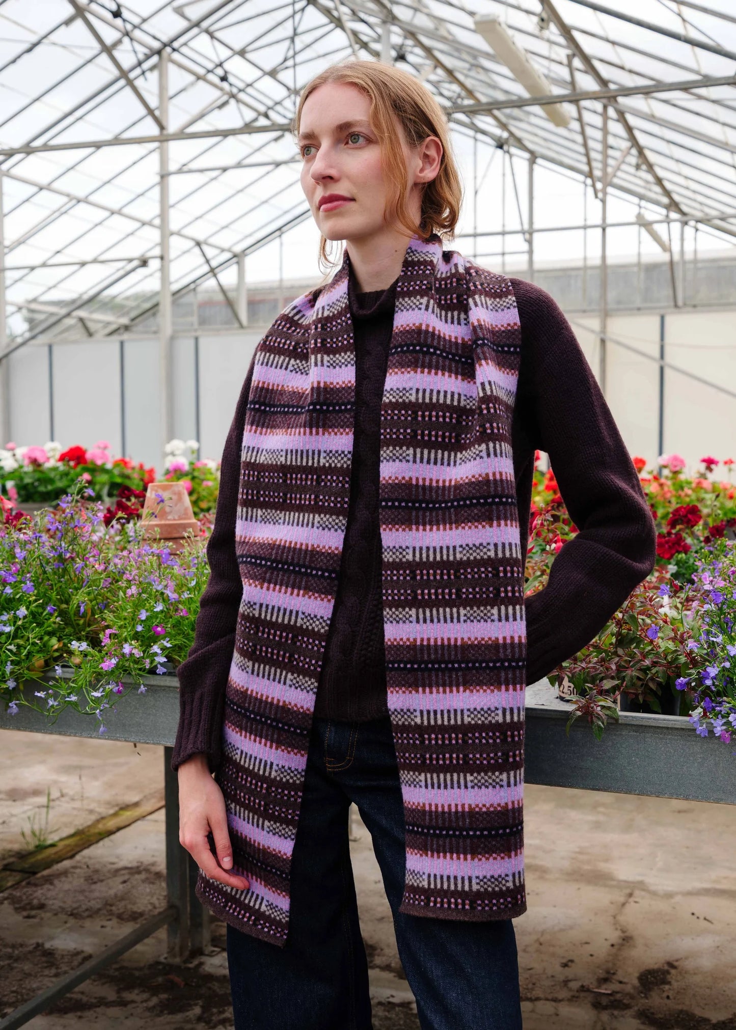 Quinton +Chadwick Modern Tartan Scarf -Moorland