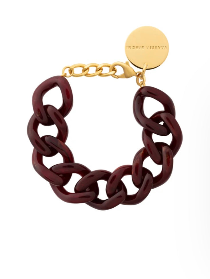 Vanessa Baroni Flat Chain Bracelet Bordeaux Marble