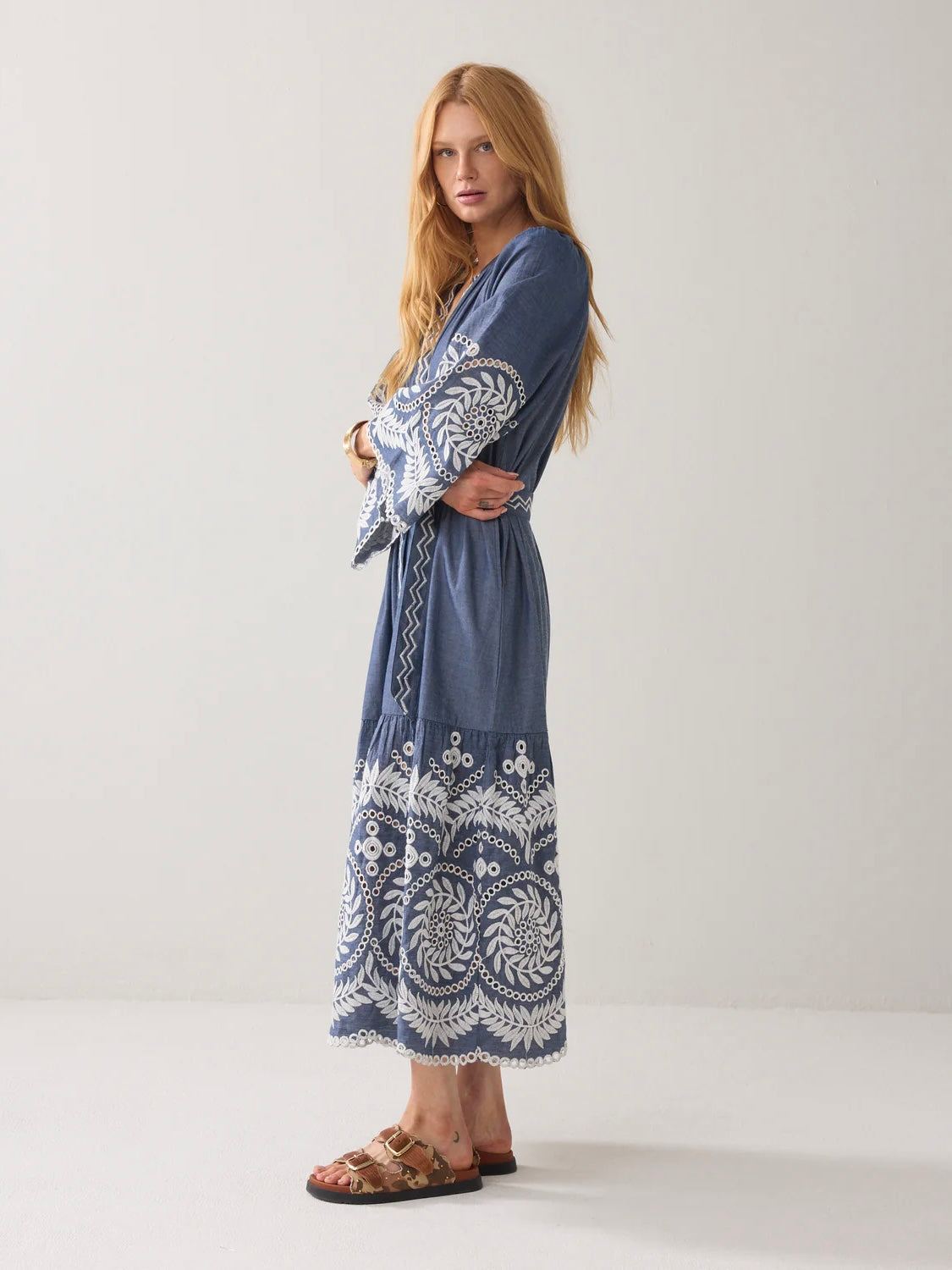 Summum Chambray Embroidered Dress