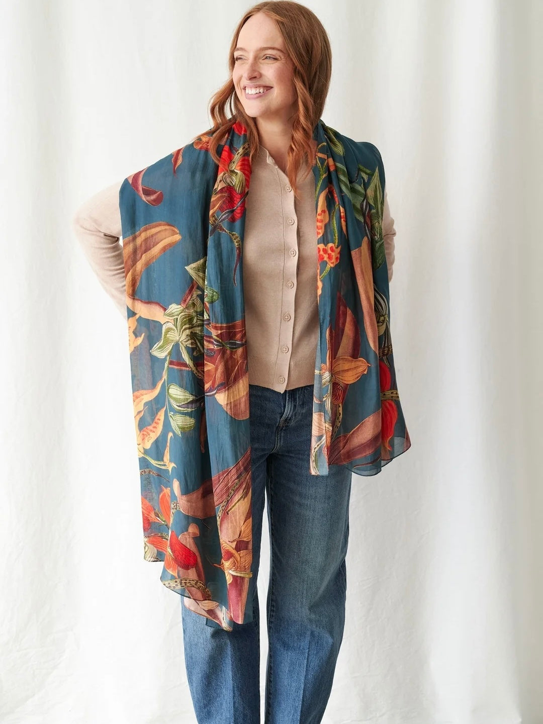 One Hundred Stars Orchid Teal Scarf