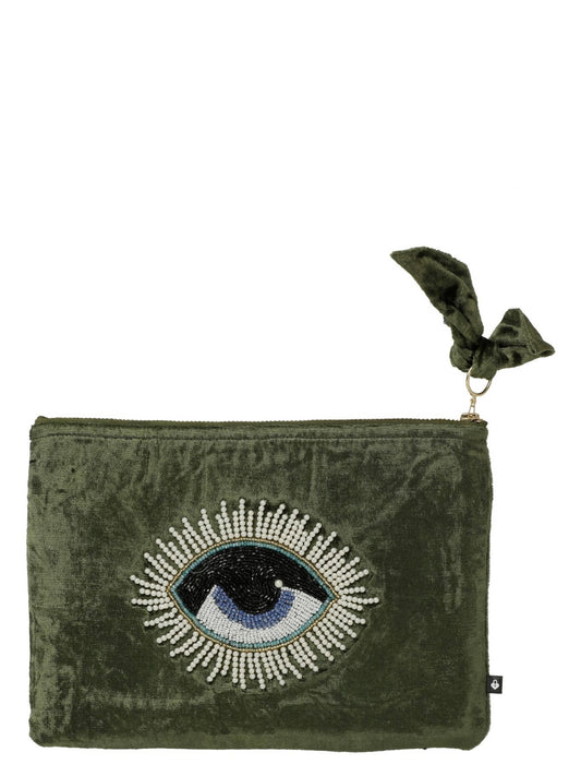 Emily Lovelock velvet clutch bag Green