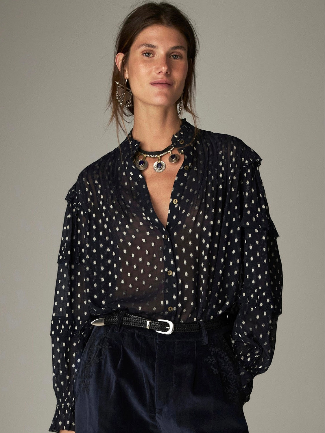 Maison Hotel Simona Blouse- Sienna Navy