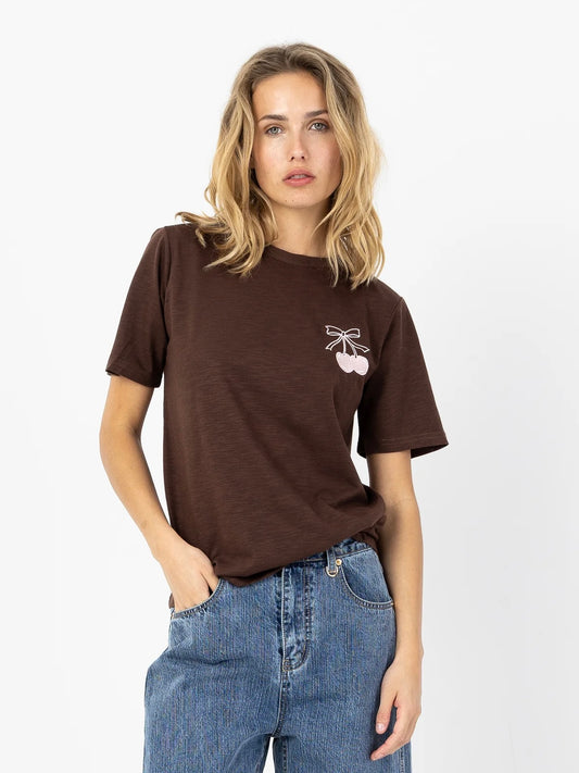 CC Heart Mini Cherry T shirt-Chocolate Nut