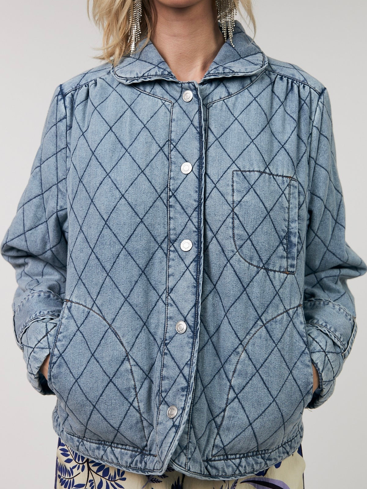 Lollys Laundry ViolaLL Quilted Jacket-Washed Denim