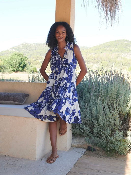 One Hundred Stars Giant Willow Blue Frill Dress