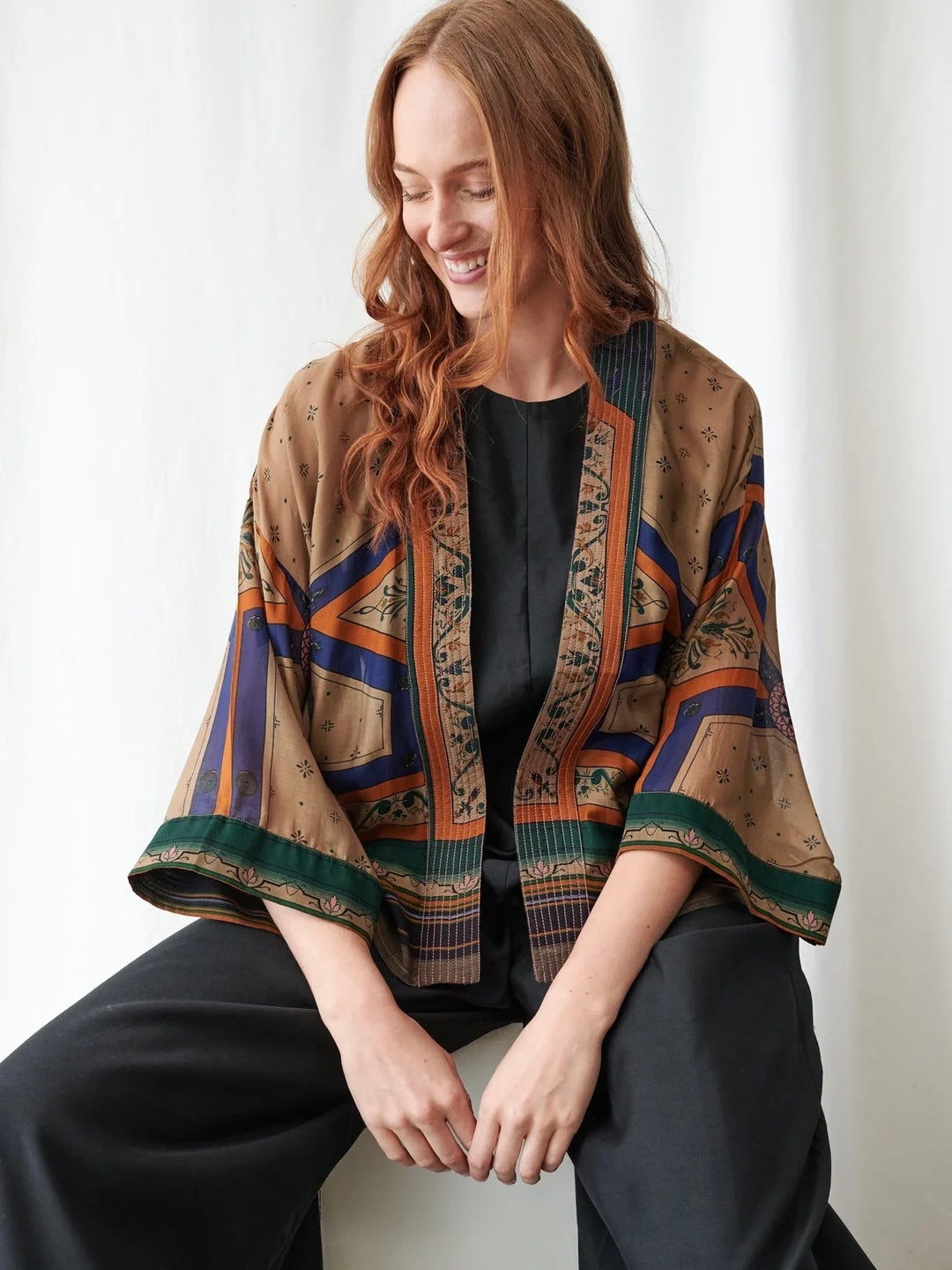 One Hundred Stars Fleur De Lys Sand Kimono