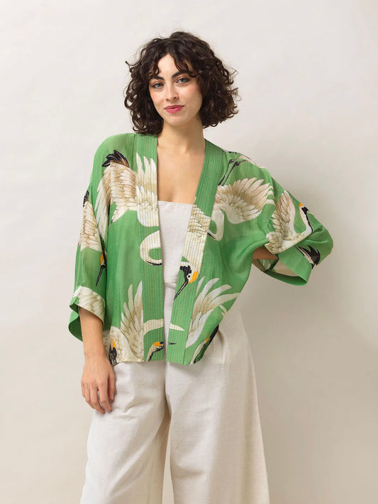 One Hundred Stars Kimono Stork Pea Green