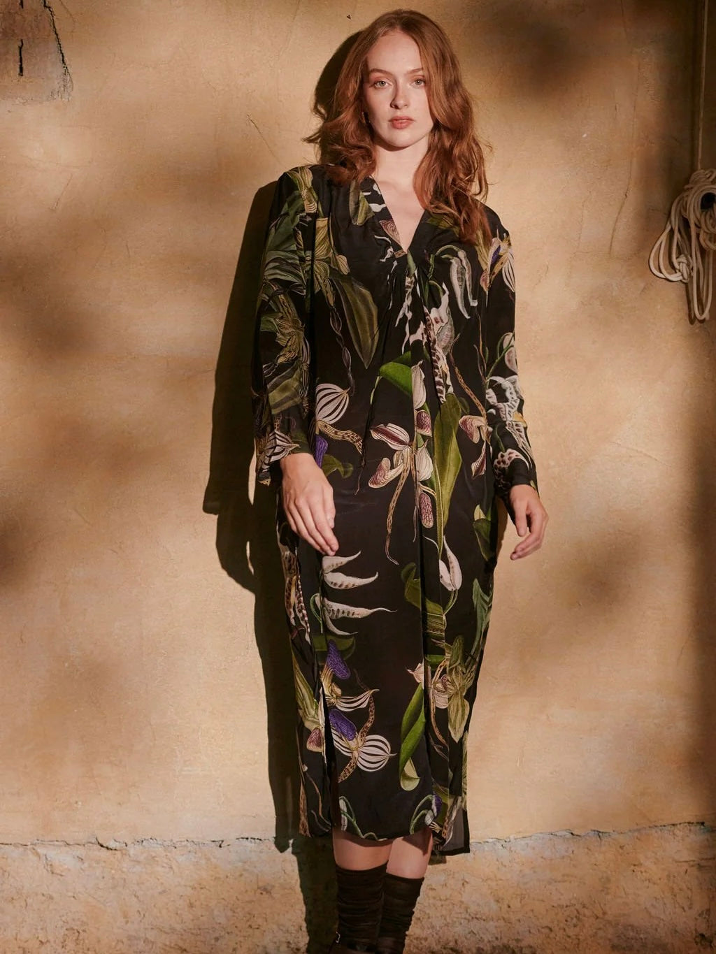 One Hundred Stars Orchid Black Midi Dress