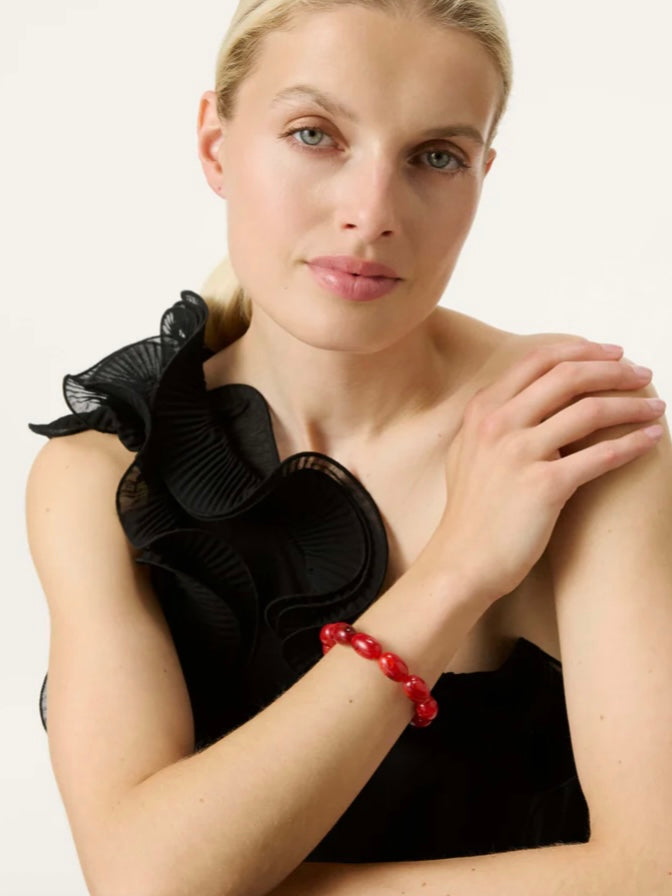 Vanessa Baroni Olive Flex Bracelet Red Marble