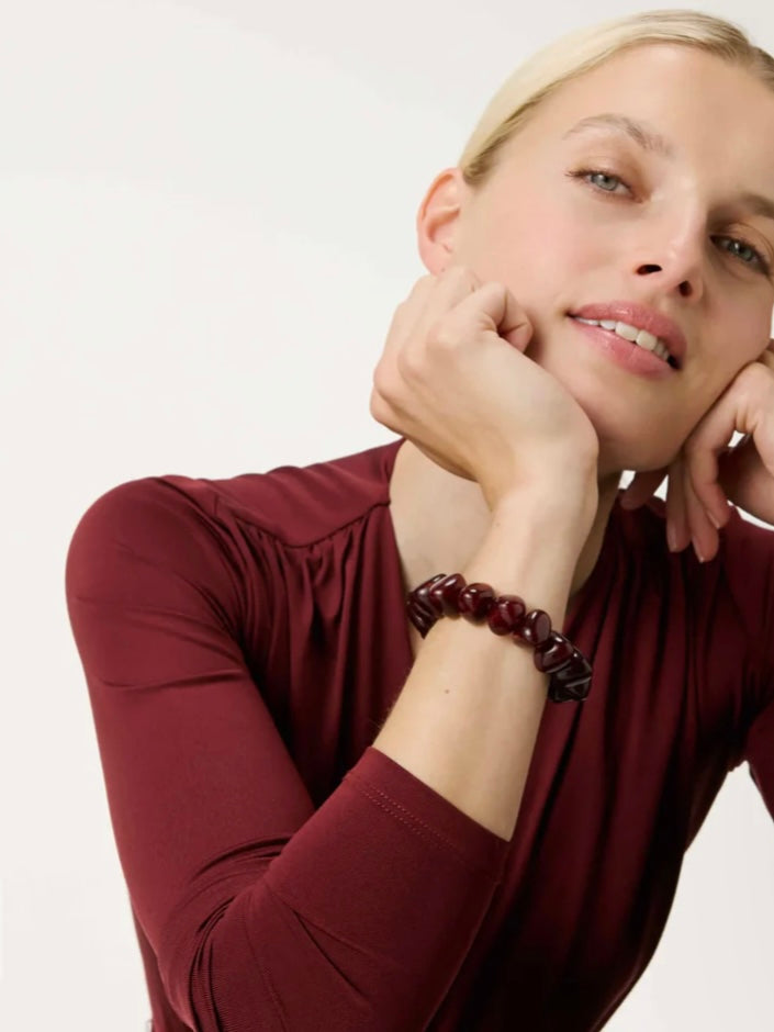 Vanessa Baroni Stone Flex Bracelet Bordeaux Marble