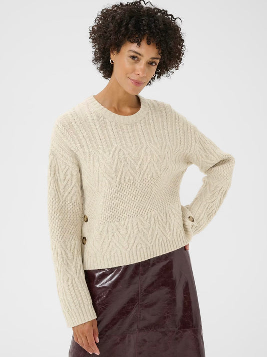 Part Two Sinday Chunky Cable Knit Sweater-French Oak