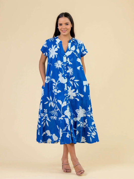 Handprint Dream Apparel Leslie Dress Floral Blue
