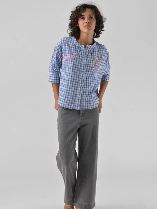 Orfeo Simone Gingham Sunset Shirt-Vichy Blue