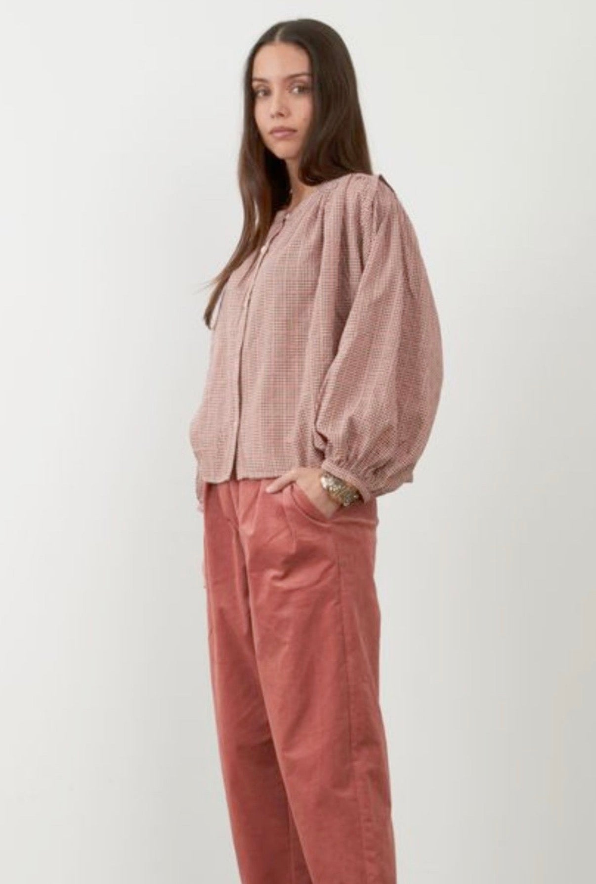 Orfeo Janet Checked Blouse- Carreaux Roses
