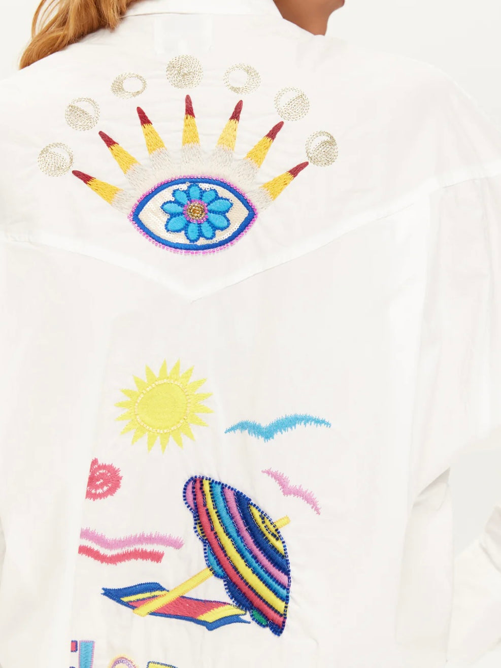 Me369 Adelyn White Oversized Embroidered Shirt