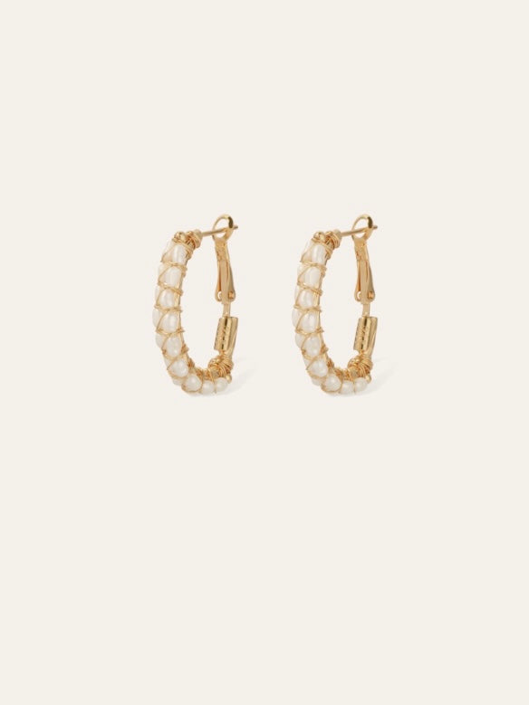 Gas Bijoux Lyre Hoop Earrings Mother of Pearl