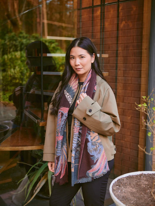 One Hundred Stars Wool Scarf Crane Plum