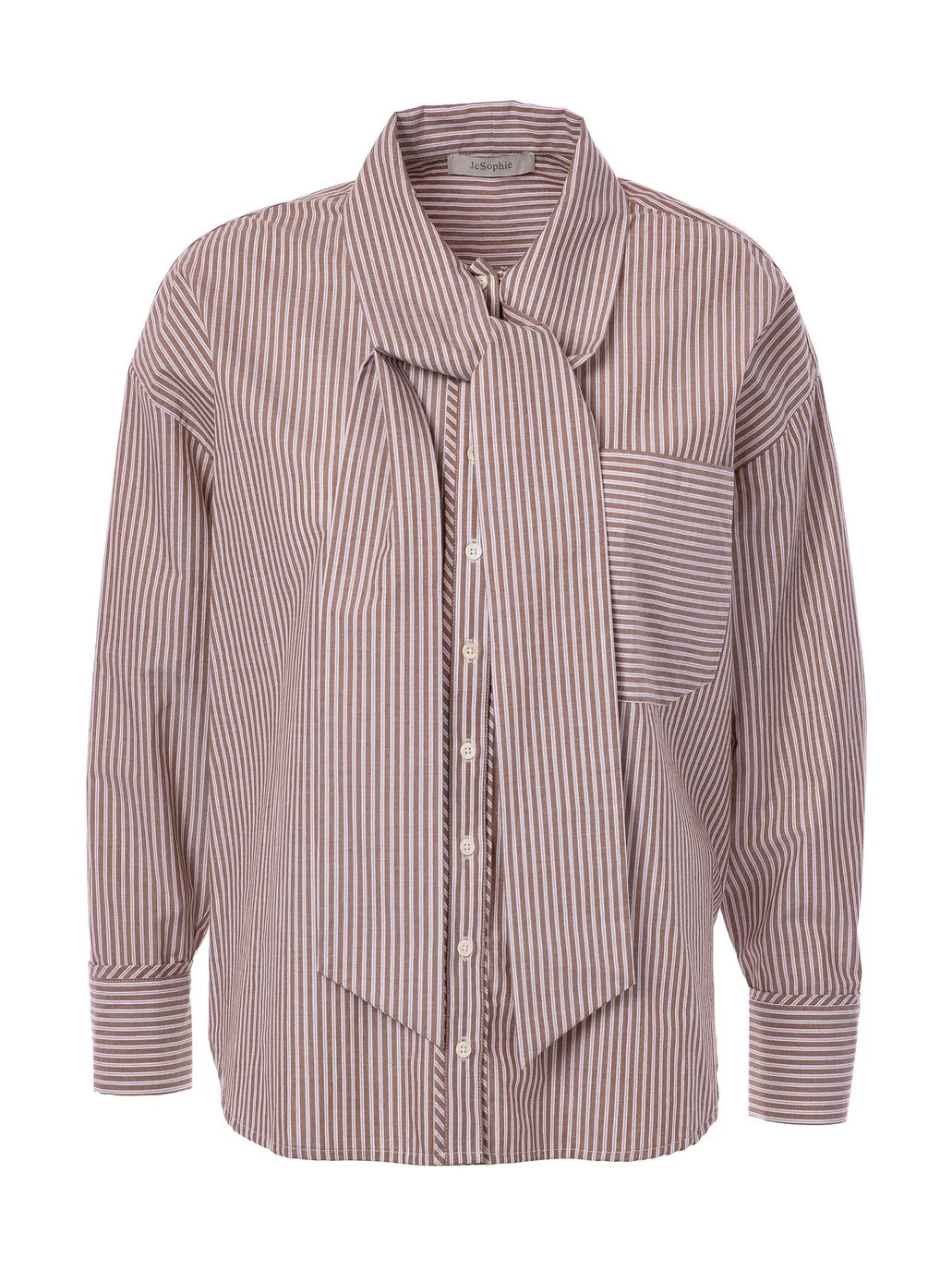 JC Sophie Polo Blouse Brown Stripes